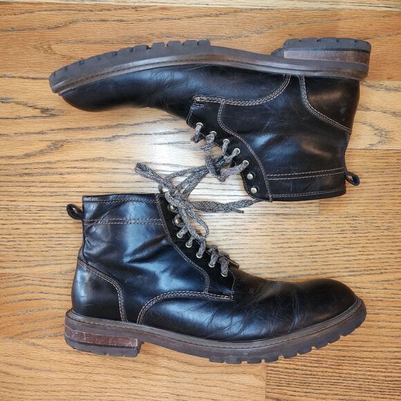 Johnston & Murphy Men's Dark Brown Trufoam Barrett  Plain Toe Leather Boot 12 - Picture 2 of 11